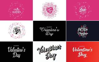 Happy Valentine's Day greeting card template with a romantic theme and a red color scheme vector