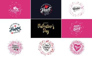 Happy Valentine's Day greeting card template with a romantic theme and a red and pink color scheme vector