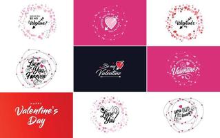 Happy Valentine's Day hand-drawn lettering vector illustration suitable for use in design of flyers. invitations. posters. brochures. and banners