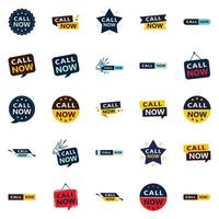 Call Now 25 Modern Typographic Elements to encourage calling vector