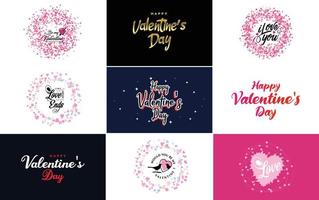 plantilla de banner de feliz día de san valentín con un tema romántico y un esquema de color rojo vector