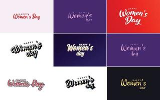 Happy Women's Day typography design with a pastel color scheme and a geometric shape vector illustration