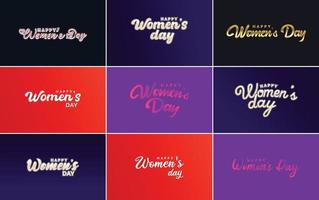 Set of Happy International Woman's Day signs. emblems. and design elements vector collection of signs. labels. and badges