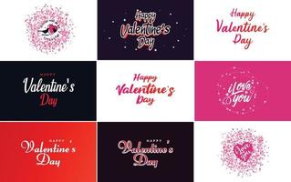 Happy Valentine's Day greeting card template with a romantic theme and a red color scheme vector