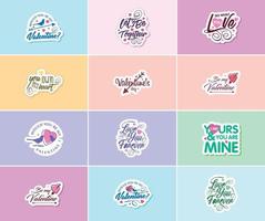 Love-Filled Valentine's Day Typography Stickers vector