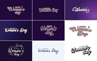 Set of cards with International Women's Day logo and a bright. colorful design vector