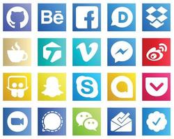 20 Simple Social Media Icons such as sina. fb. streaming. facebook and video icons. Premium and high quality vector