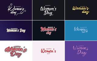 Abstract Happy Women's Day logo with a love vector design in pink. red. and black colors