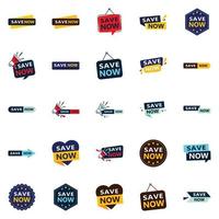 25 diseños tipográficos de alta calidad para una campaña de ahorro premium ahorra ahora vector