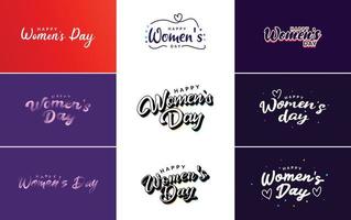 International Women's Day lettering with a love shape. suitable for use in cards. invitations. banners. posters. postcards. stickers. and social media posts vector