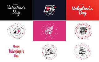 Happy Valentine's Day greeting card template with a romantic theme and a red and pink color scheme vector