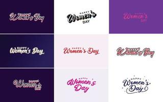 March 8 typographic design set with Happy Women's Day text vector