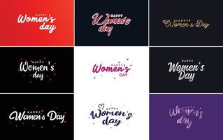 conjunto de tarjetas del día internacional de la mujer con un logotipo y un esquema de color degradado vector