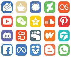 20 iconos de redes sociales versátiles como el sonido. Last FM. iconos de tencent y messenger. conjunto de iconos de degradado moderno vector