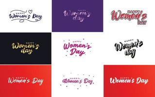 rosa feliz día de la mujer elementos de diseño tipográfico establecidos para tarjetas de felicitación vector