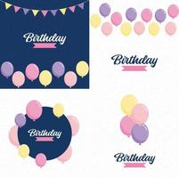Happy Birthday written in a decorative. vintage font with a background of party streamers and confetti vector