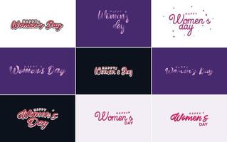 March 8th typographic design set with Happy Women's Day text vector