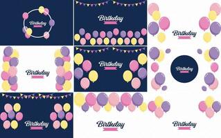 Happy Birthday text with a rainbow gradient and a geometric pattern background vector