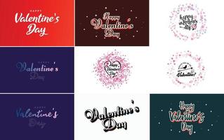 Red flat design Valentine's Day label pack vector