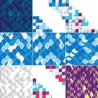 Abstract colorful square background pack of 9 available vector