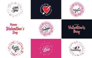 Happy Valentine's Day typography poster with handwritten calligraphy text. isolated on white background vector illustration