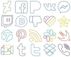 20 Versatile Colourful Outline Social Media Icons such as tagged. tencent. fb. qzone and facebook Versatile and high-quality vector