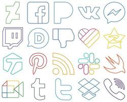 20 Versatile Colourful Outline Social Media Icons such as tagged. tencent. fb. qzone and facebook Versatile and high-quality vector