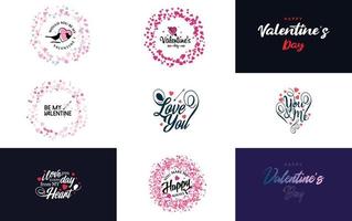 Happy Valentine's Day hand-drawn lettering vector illustration suitable for use in design of flyers. invitations. posters. brochures. and banners