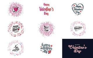 Happy Valentine's Day typography poster with handwritten calligraphy text. isolated on white background vector