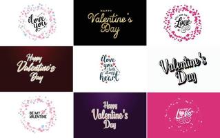 Happy Valentine's Day hand-drawn lettering vector illustration suitable for use in design of flyers. invitations. posters. brochures. and banners