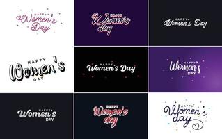 March 8th typographic design set with Happy Women's Day text vector