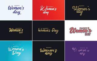 Happy Women's Day typography design with a pastel color scheme and a geometric shape vector illustration