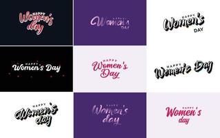 Abstract Happy Women's Day logo with a love vector design in pink. red. and black colors