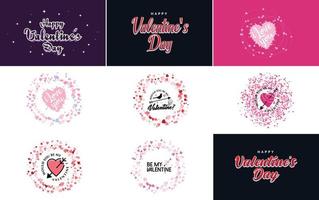 Happy Valentine's Day hand-drawn lettering vector illustration suitable for use in design of flyers. invitations. posters. brochures. and banners