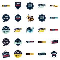 Save Now 25 Modern Typographic Elements for promoting savings in a current way vector