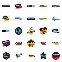 Open now graphics collection 25 customizable designs vector