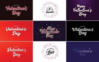 Happy Valentine's Day greeting card template with a romantic theme and a red and pink color scheme vector