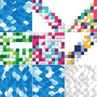 Square blue geometrical abstract background pack of 17 vector