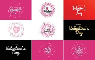 Happy Valentine's Day hand-drawn lettering vector illustration suitable for use in design of flyers. invitations. posters. brochures. and banners