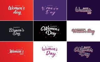 Set of International Women's Day cards with a logo and a gradient color scheme vector