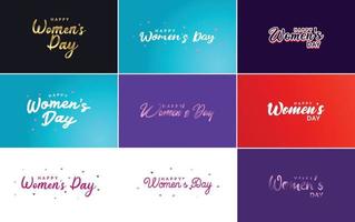 logotipo abstracto del día de la mujer feliz con un diseño vectorial de amor en rosa. rojo. y colores negros vector