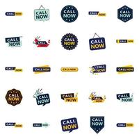 Call Now 25 Modern Typographic Elements to encourage calling vector