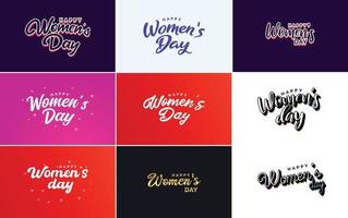 Set of International Women's Day cards with a logo and a gradient color scheme vector