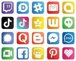 20 Social Media Icons for Your Marketing such as signal. wattpad. douyin and qzone icons. Professional and clean vector