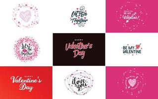 Happy Valentine's Day greeting card template with a romantic theme and a red and pink color scheme vector