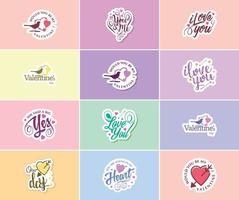 Heartwarming Valentine's Day Typography and Graphics Stickers vector