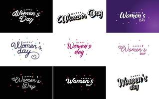 conjunto de tarjetas del día internacional de la mujer con un logotipo vector