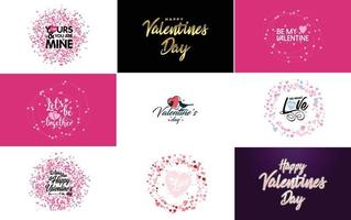 Happy Valentine's Day greeting card template with a romantic theme and a red color scheme vector