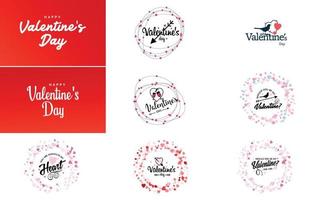 Vector illustration of a heart-shaped wreath with Happy Valentine's Day text