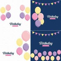 Happy Birthday written in colorful. handwritten script with confetti and streamers in the background vector